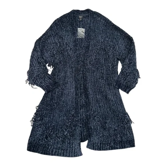 G.I.L.I. Chenille Navy Open Front Crochet Cardigan NWOT - Size XL - Picture 1 of 5